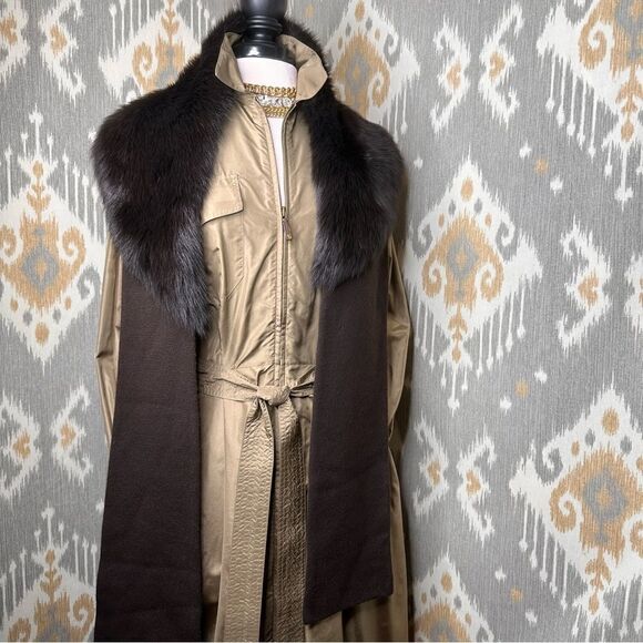 Ralph Lauren Espresso Brown Italian Shearling & Cashmere Blend Knit Scarf - Picture 6 of 16